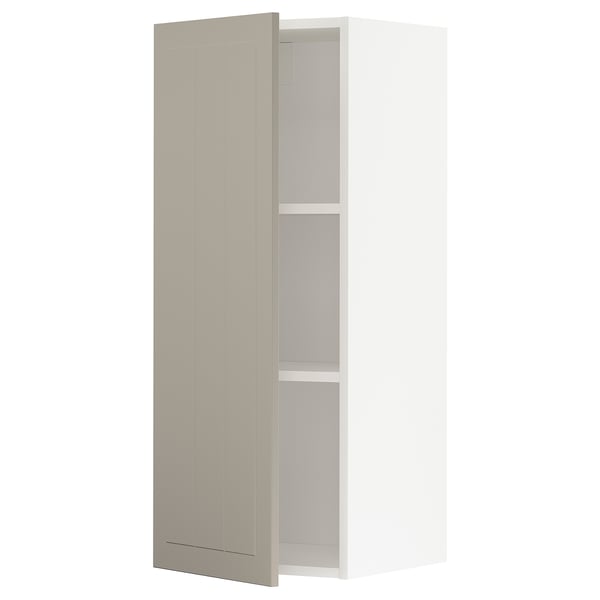 METOD Élément mural + tablettes, blanc/Stensund beige, 40x100 cm