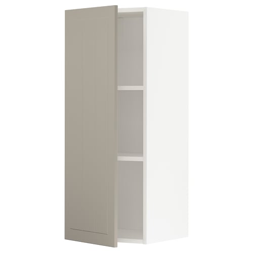 METOD Élément mural + tablettes, blanc/Stensund beige, 40x100 cm