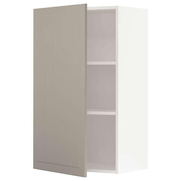 METOD Élément mural + tablettes, blanc/Stensund beige, 60x100 cm