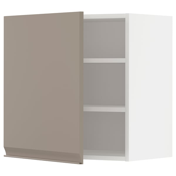METOD Élément mural + tablettes, blanc/Upplöv beige foncé mat, 60x60 cm
