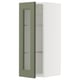 METOD Élément mural+tablettes/pte vitrée, blanc/Axstad gris vert, 30x80 cm