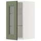 METOD Élément mural+tablettes/pte vitrée, blanc/Axstad gris vert, 30x60 cm
