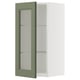 METOD Élément mural+tablettes/pte vitrée, blanc/Axstad gris vert, 40x80 cm