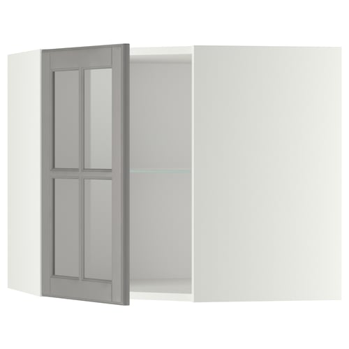 METOD Élt mur ang+tblts/pte vit, blanc/Bodbyn gris, 68x60 cm