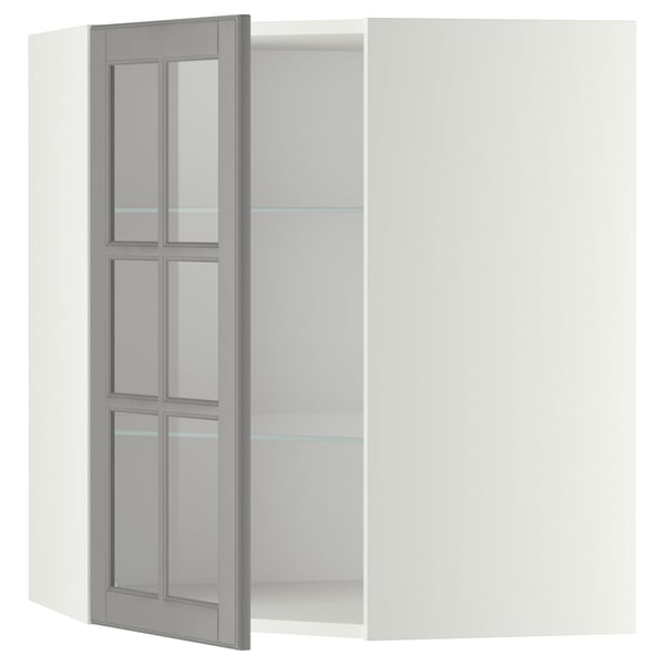METOD Élt mur ang+tblts/pte vit, blanc/Bodbyn gris, 68x80 cm