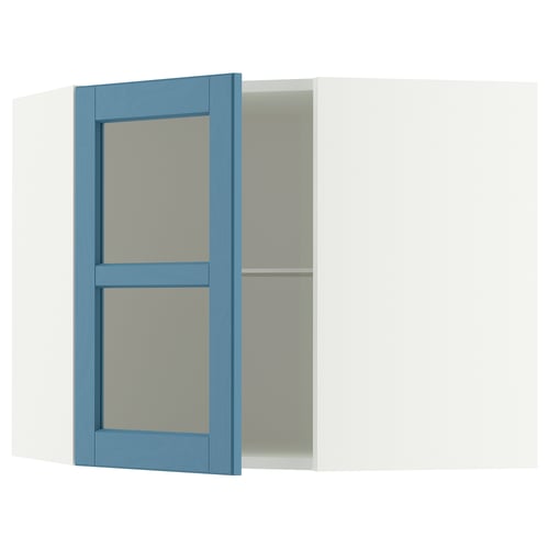 METOD Élt mur ang+tblts/pte vit, blanc/Lerhyttan bleu, 68x60 cm