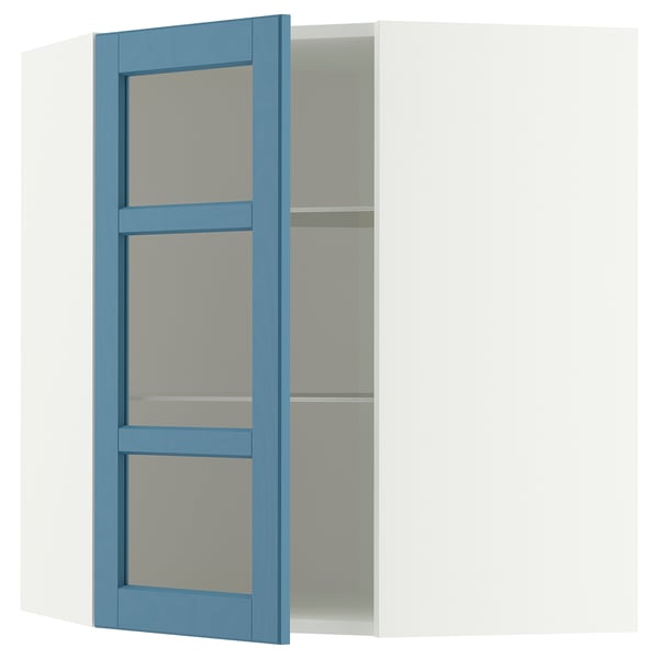 METOD Élt mur ang+tblts/pte vit, blanc/Lerhyttan bleu, 68x80 cm