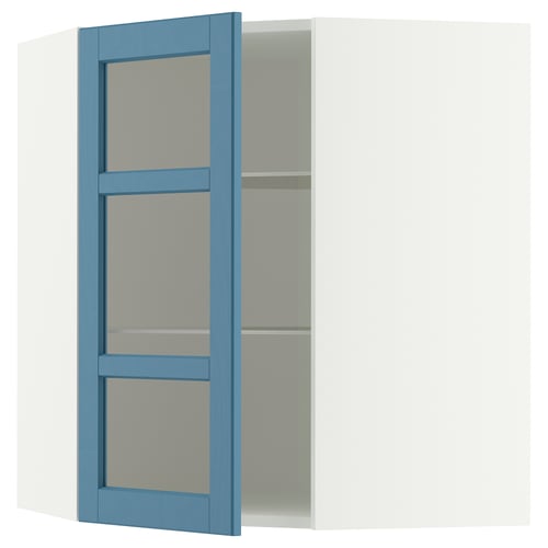 METOD Élt mur ang+tblts/pte vit, blanc/Lerhyttan bleu, 68x80 cm
