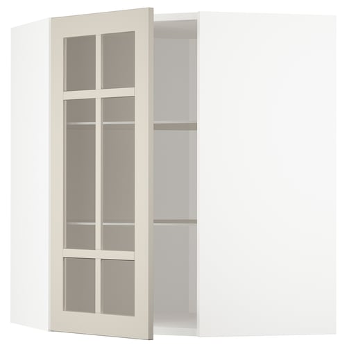 METOD Élt mur ang+tblts/pte vit, blanc/Stensund beige, 68x80 cm