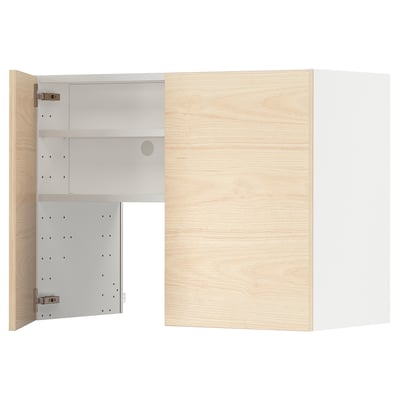METOD Élt mur pr hotte av tabl/pte, blanc/Askersund effet frêne clair, 80x60 cm