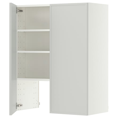 METOD Élt mur pr hotte av tabl/pte, blanc/Aspudden gris clair, 80x100 cm