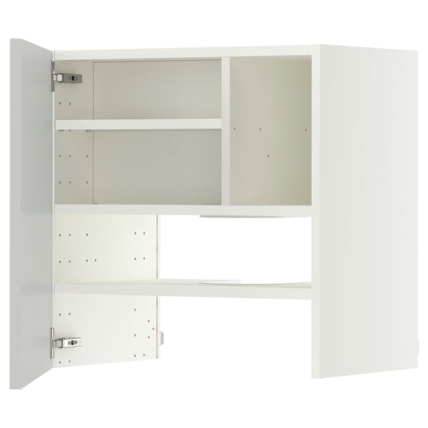 METOD Élt mur pr hotte av tabl/pte, blanc/Aspudden gris clair, 60x60 cm