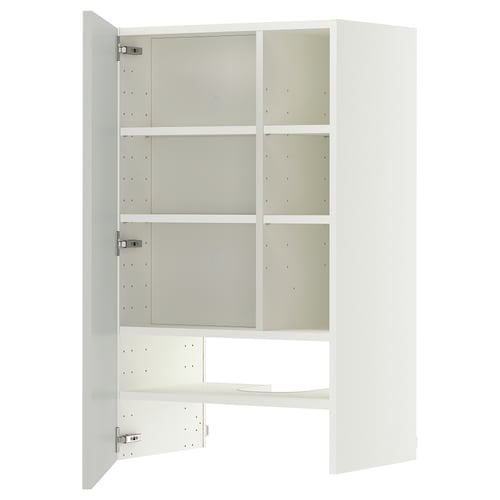 METOD Élt mur pr hotte av tabl/pte, blanc/Aspudden gris clair, 60x100 cm