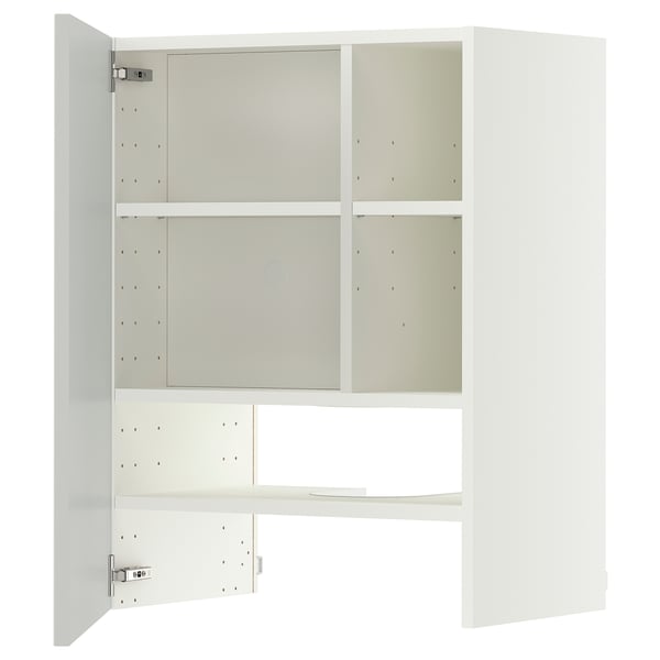 METOD Élt mur pr hotte av tabl/pte, blanc/Aspudden gris clair, 60x80 cm