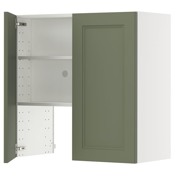 METOD Élt mur pr hotte av tabl/pte, blanc/Axstad gris vert, 80x80 cm