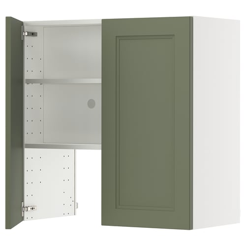 METOD Élt mur pr hotte av tabl/pte, blanc/Axstad gris vert, 80x80 cm
