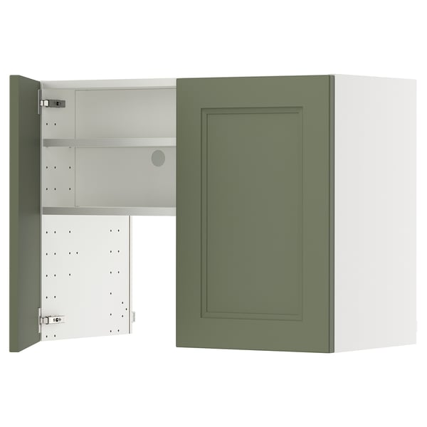 METOD Élt mur pr hotte av tabl/pte, blanc/Axstad gris vert, 80x60 cm