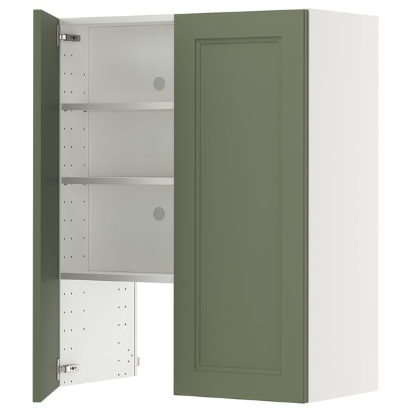 METOD Élt mur pr hotte av tabl/pte, blanc/Axstad gris vert, 80x100 cm