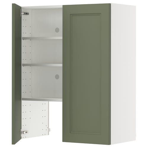 METOD Élt mur pr hotte av tabl/pte, blanc/Axstad gris vert, 80x100 cm