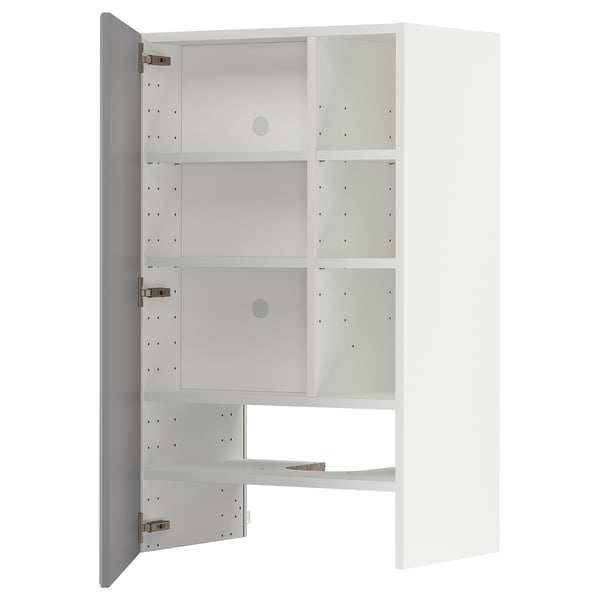 METOD Élt mur pr hotte av tabl/pte, blanc/Bodbyn gris, 60x100 cm