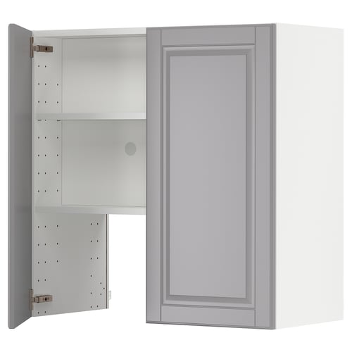 METOD Élt mur pr hotte av tabl/pte, blanc/Bodbyn gris, 80x80 cm