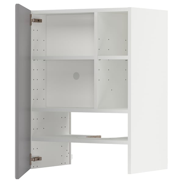 METOD Élt mur pr hotte av tabl/pte, blanc/Bodbyn gris, 60x80 cm