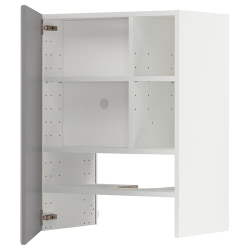 METOD Élt mur pr hotte av tabl/pte, blanc/Bodbyn gris, 60x80 cm