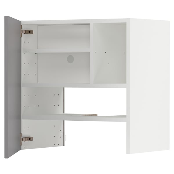 METOD Élt mur pr hotte av tabl/pte, blanc/Bodbyn gris, 60x60 cm