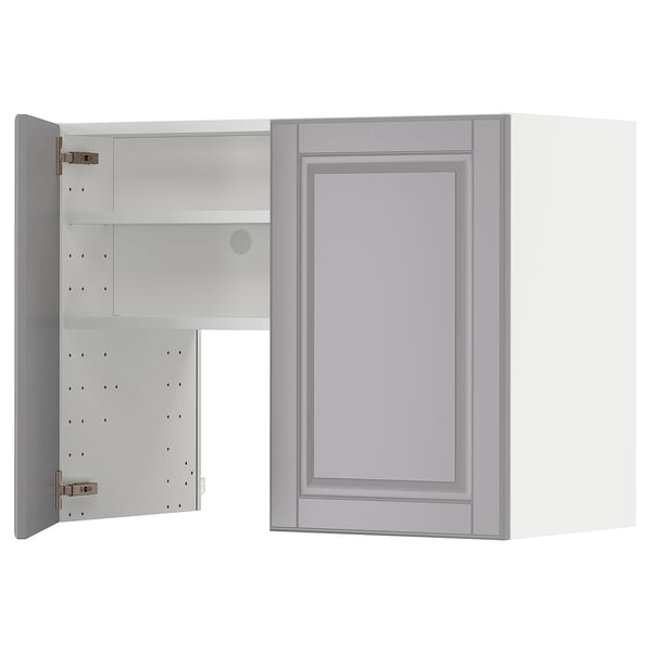 METOD Élt mur pr hotte av tabl/pte, blanc/Bodbyn gris, 80x60 cm
