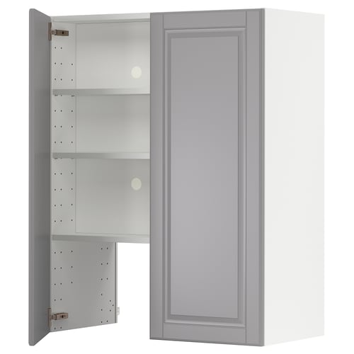 METOD Élt mur pr hotte av tabl/pte, blanc/Bodbyn gris, 80x100 cm
