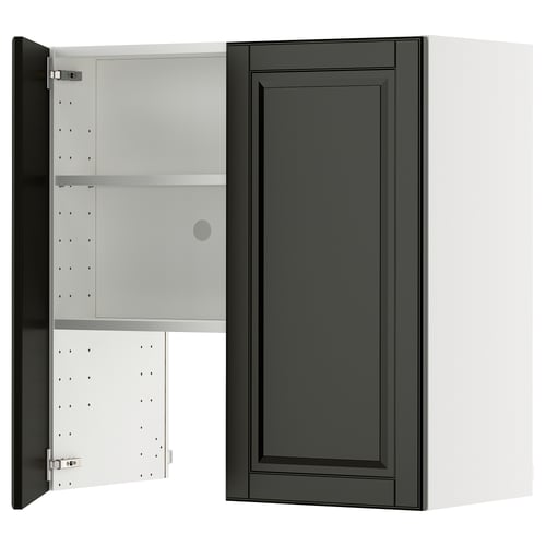 METOD Élt mur pr hotte av tabl/pte, blanc/Bodbyn noir, 80x80 cm