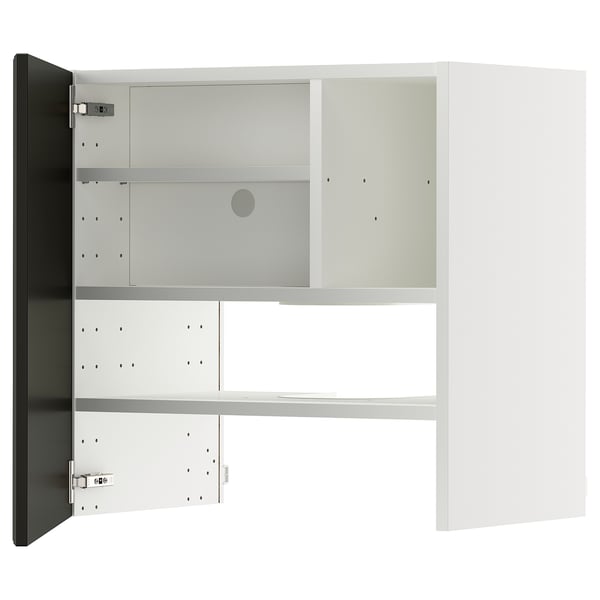METOD Élt mur pr hotte av tabl/pte, blanc/Bodbyn noir, 60x60 cm