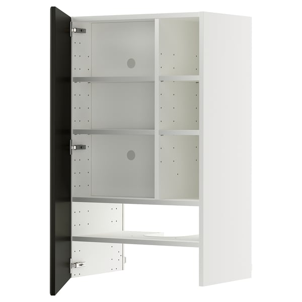 METOD Élt mur pr hotte av tabl/pte, blanc/Bodbyn noir, 60x100 cm