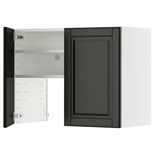 METOD Élt mur pr hotte av tabl/pte, blanc/Bodbyn noir, 80x60 cm