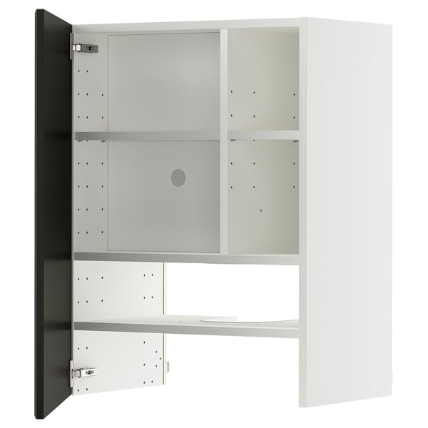 METOD Élt mur pr hotte av tabl/pte, blanc/Bodbyn noir, 60x80 cm