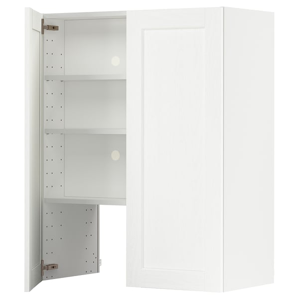 METOD Élt mur pr hotte av tabl/pte, blanc Enköping/blanc effet bois, 80x100 cm