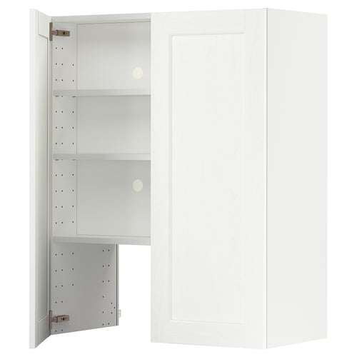 METOD Élt mur pr hotte av tabl/pte, blanc Enköping/blanc effet bois, 80x100 cm
