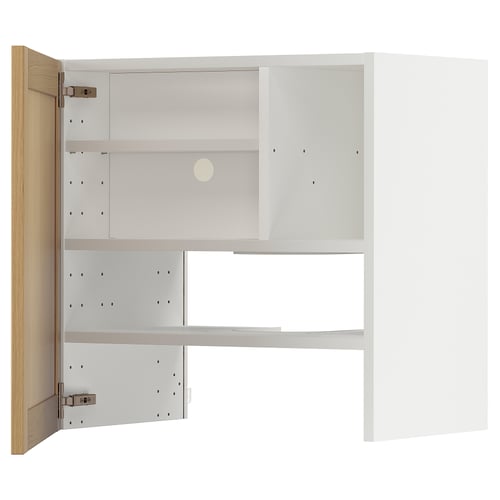 METOD Élt mur pr hotte av tabl/pte, blanc/Forsbacka chêne, 60x60 cm