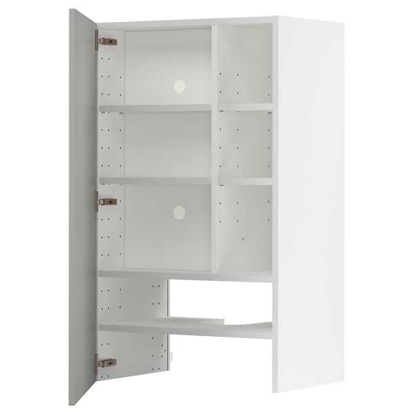 METOD Élt mur pr hotte av tabl/pte, blanc/Havstorp gris clair, 60x100 cm