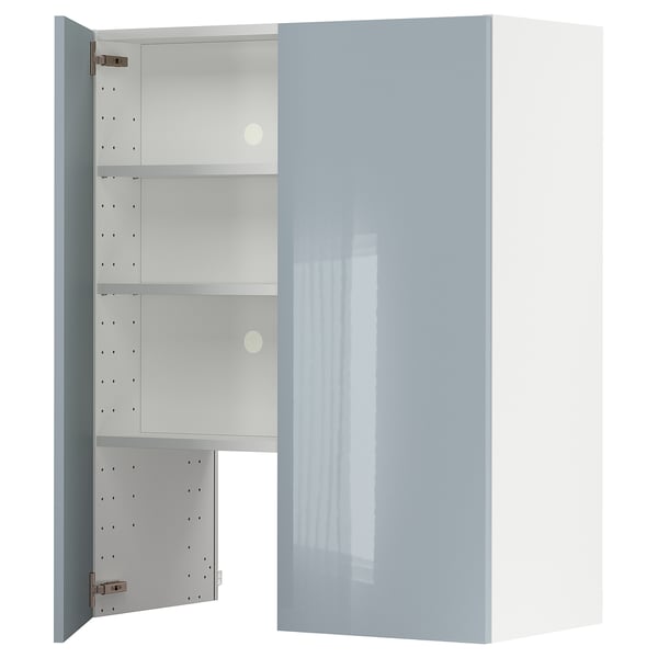 METOD Élt mur pr hotte av tabl/pte, blanc/Kallarp bleu gris clair, 80x100 cm