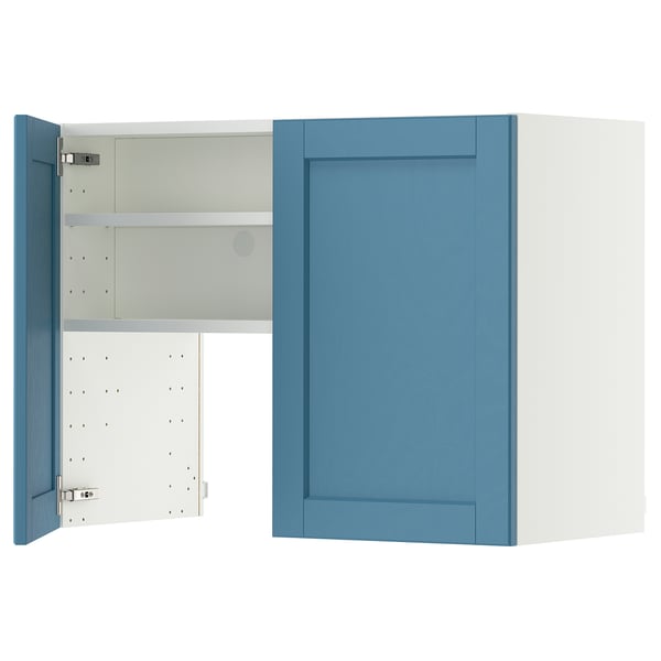 METOD Élt mur pr hotte av tabl/pte, blanc/Lerhyttan bleu, 80x60 cm