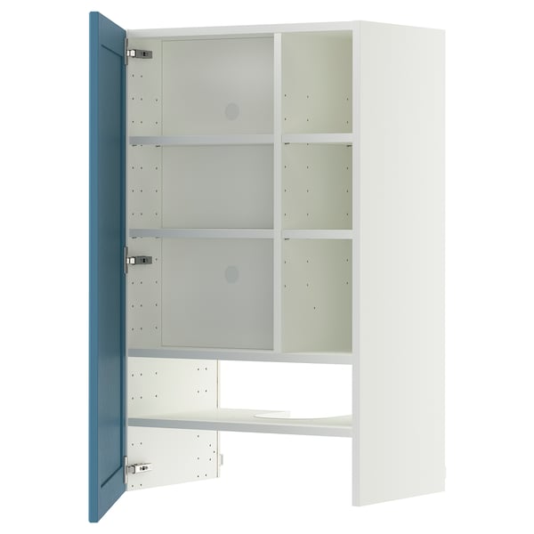 METOD Élt mur pr hotte av tabl/pte, blanc/Lerhyttan bleu, 60x100 cm