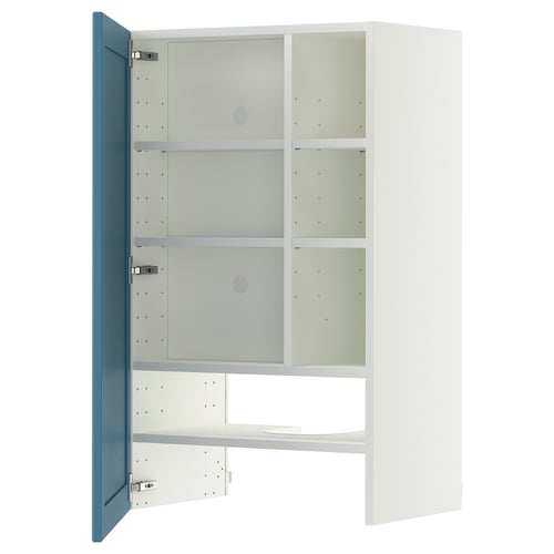 METOD Élt mur pr hotte av tabl/pte, blanc/Lerhyttan bleu, 60x100 cm