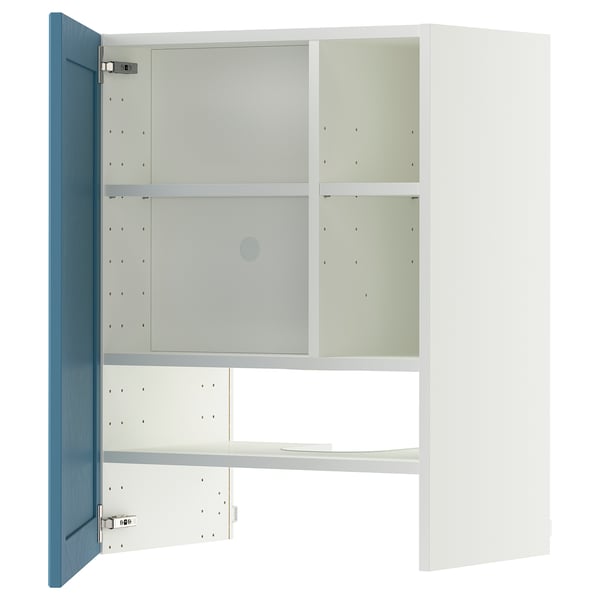 METOD Élt mur pr hotte av tabl/pte, blanc/Lerhyttan bleu, 60x80 cm