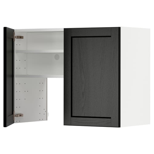 METOD Élt mur pr hotte av tabl/pte, blanc/Lerhyttan teinté noir, 80x60 cm