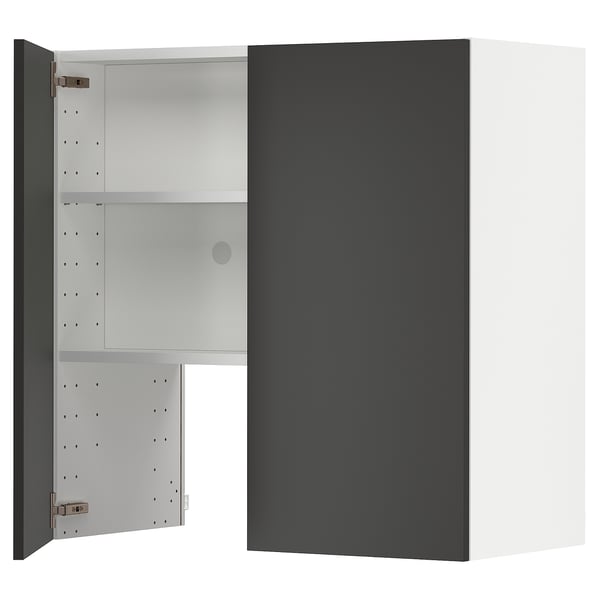 METOD Élt mur pr hotte av tabl/pte, blanc/Nickebo anthracite mat, 80x80 cm