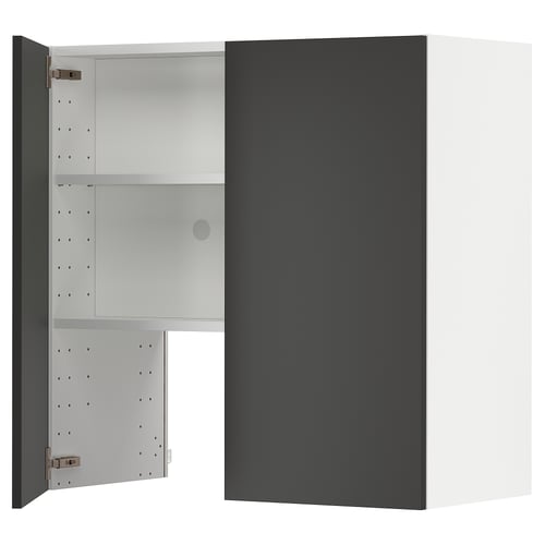 METOD Élt mur pr hotte av tabl/pte, blanc/Nickebo anthracite mat, 80x80 cm