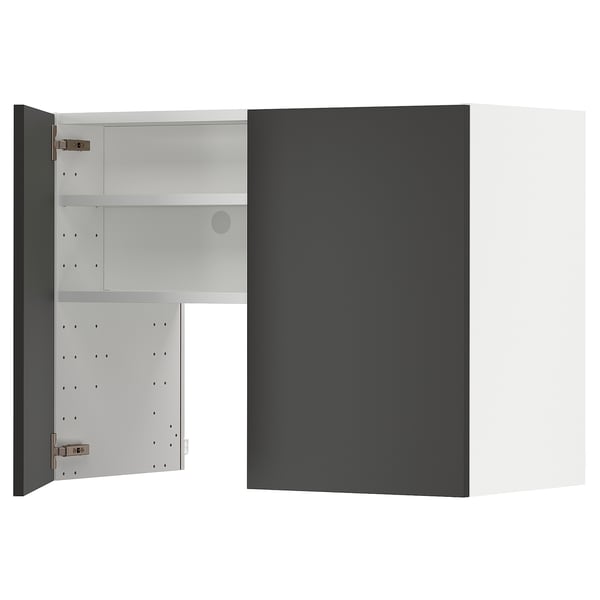 METOD Élt mur pr hotte av tabl/pte, blanc/Nickebo anthracite mat, 80x60 cm