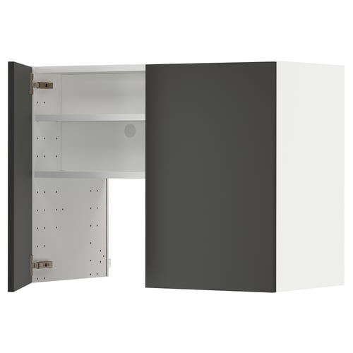 METOD Élt mur pr hotte av tabl/pte, blanc/Nickebo anthracite mat, 80x60 cm