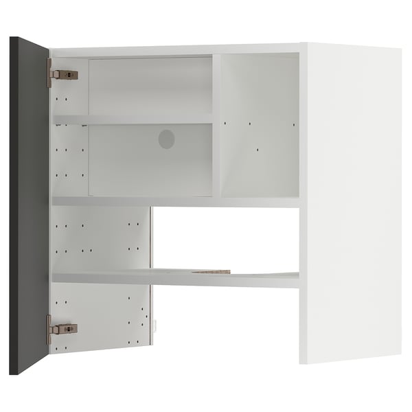 METOD Élt mur pr hotte av tabl/pte, blanc/Nickebo anthracite mat, 60x60 cm